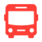 red icon of a bus