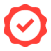 red icon showing a checkmark