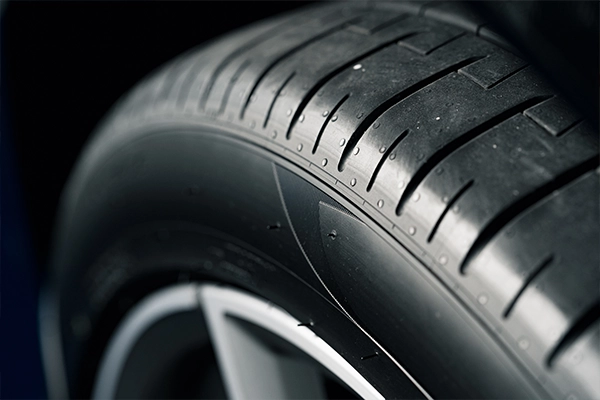 Close-up of sidewall on new tire